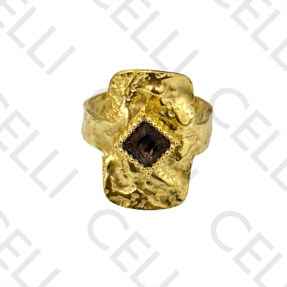 Steel Ring - hammered with brilliants