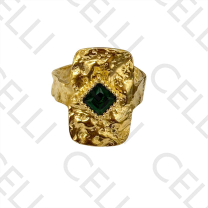 Steel Ring - hammered with brilliants