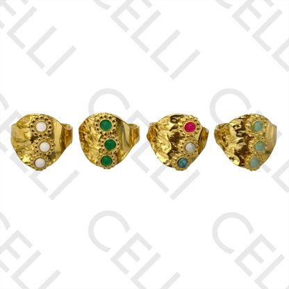 Steel Ring - Natural Stones