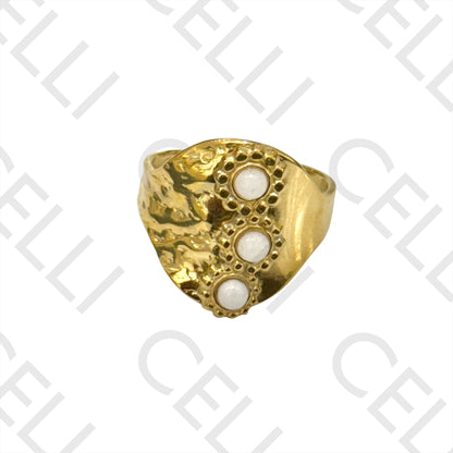 Steel Ring - Natural Stones