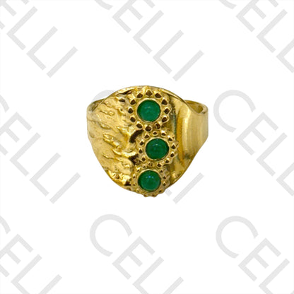 Steel Ring - Natural Stones