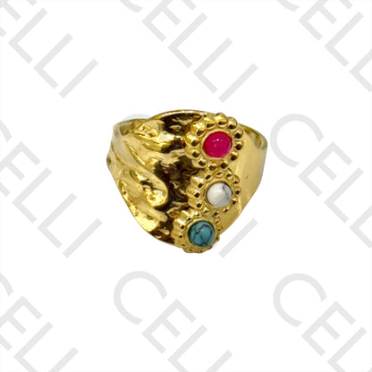 Steel Ring - Natural Stones