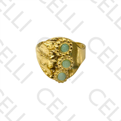 Steel Ring - Natural Stones