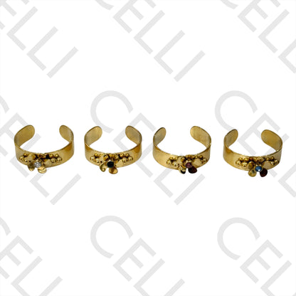 Steel Ring - flower with brilliants