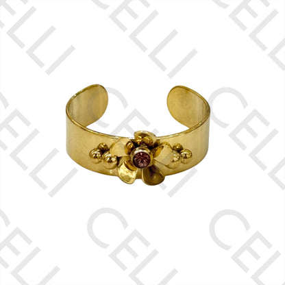 Steel Ring - flower with brilliants