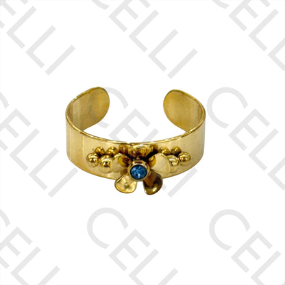 Steel Ring - flower with brilliants