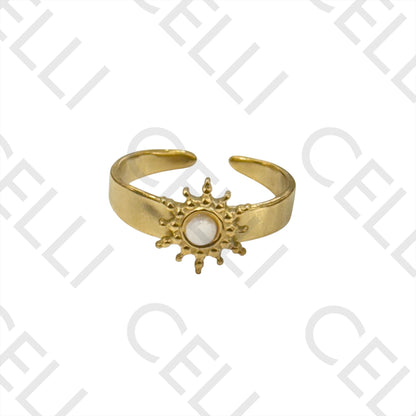 钢制戒指 - 带天然宝石的太阳