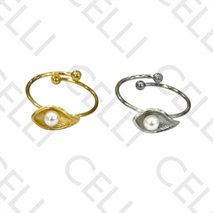 Steel Ring - shell with pearl