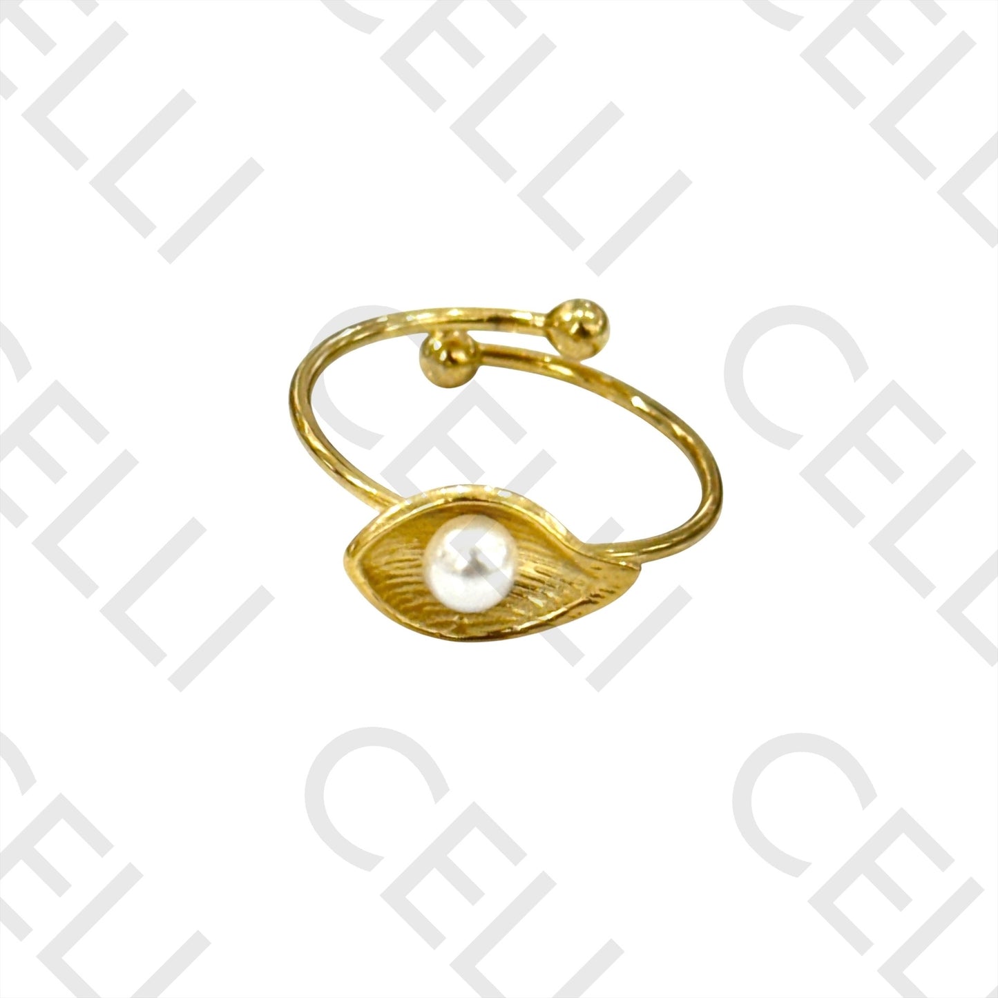 Steel Ring - shell with pearl