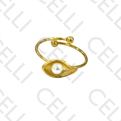Steel Ring - shell with pearl