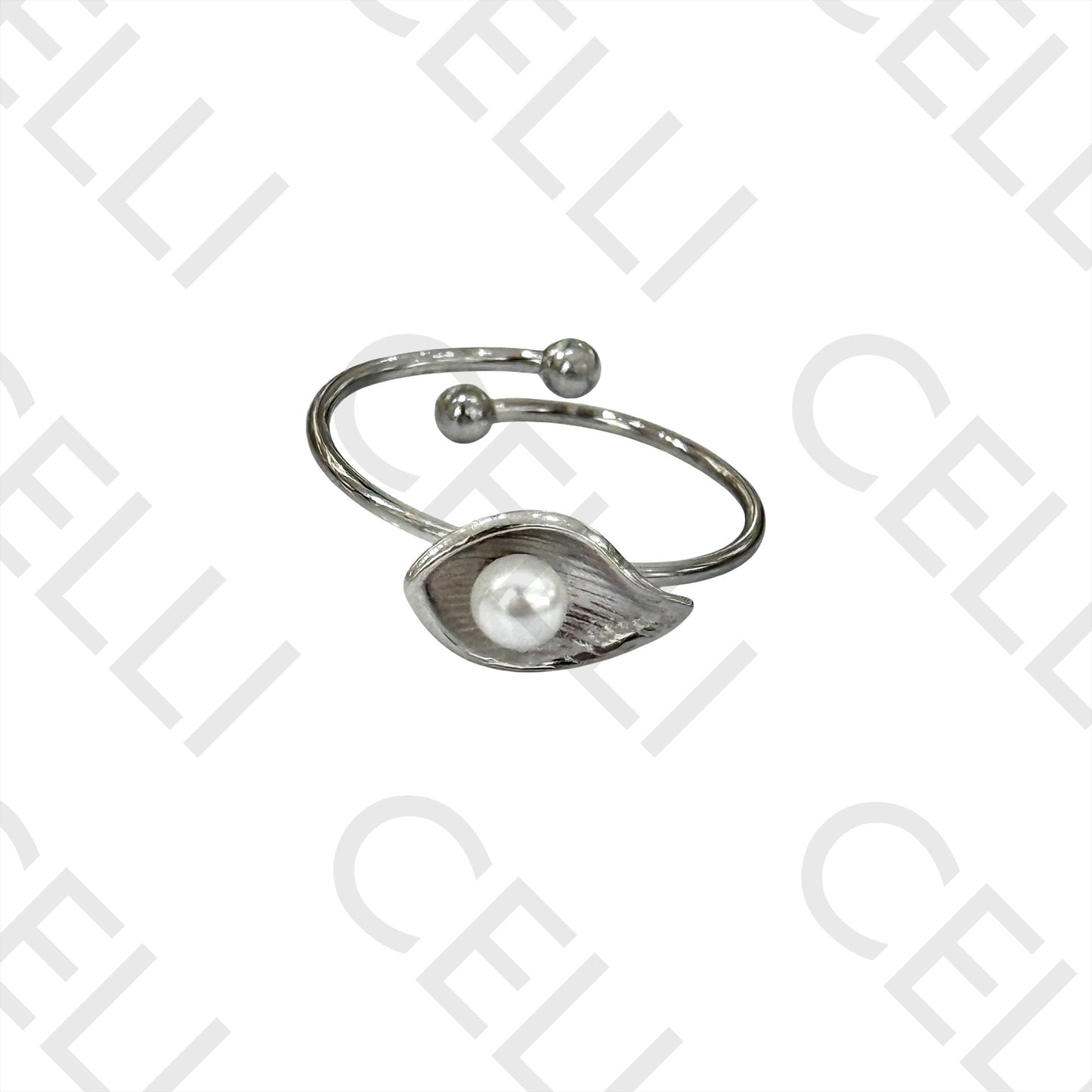Steel Ring - shell with pearl