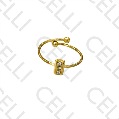 Anillo de Acero - 3 diamantes brillantes