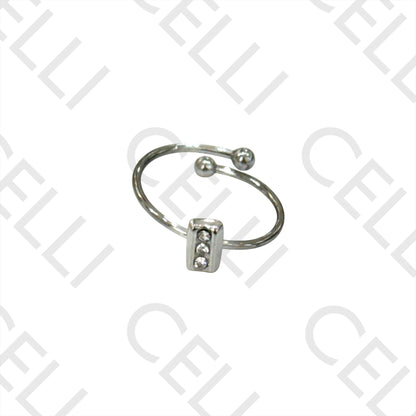 Anillo de Acero - 3 diamantes brillantes