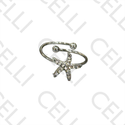 Anillo de Acero - estrella de mar con diamantes