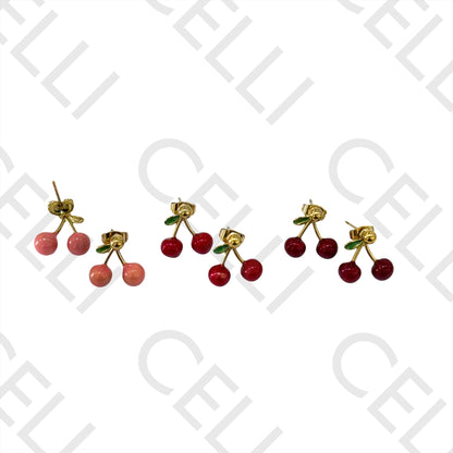 不锈钢耳环 - 樱桃