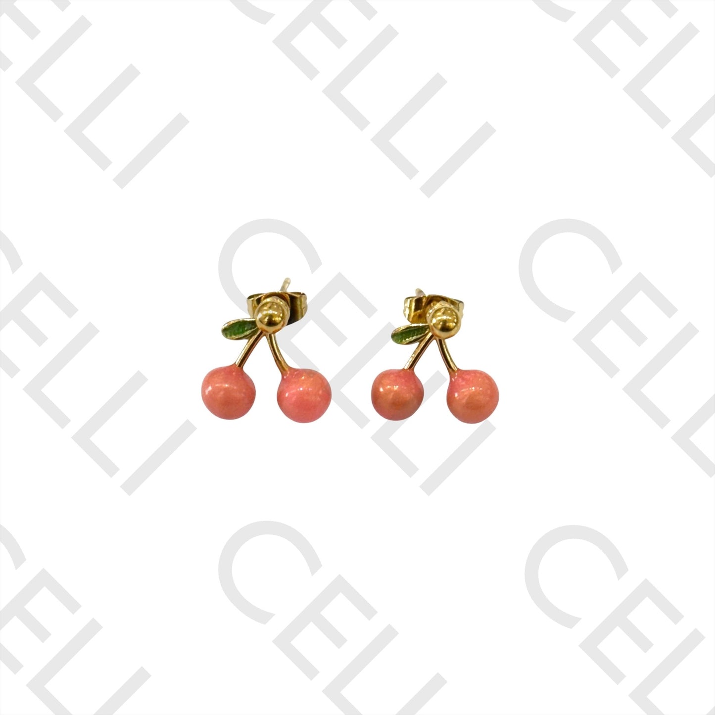 不锈钢耳环 - 樱桃