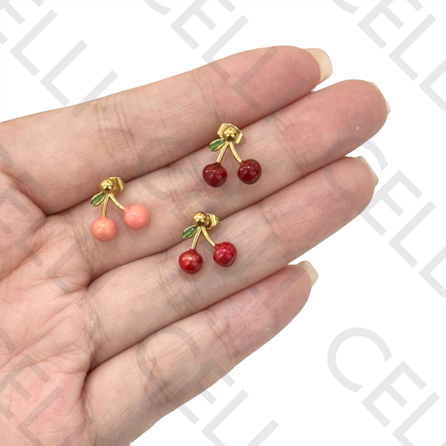 不锈钢耳环 - 樱桃