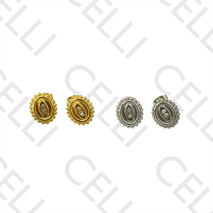 Salto de Acero - oval con dos diamantes