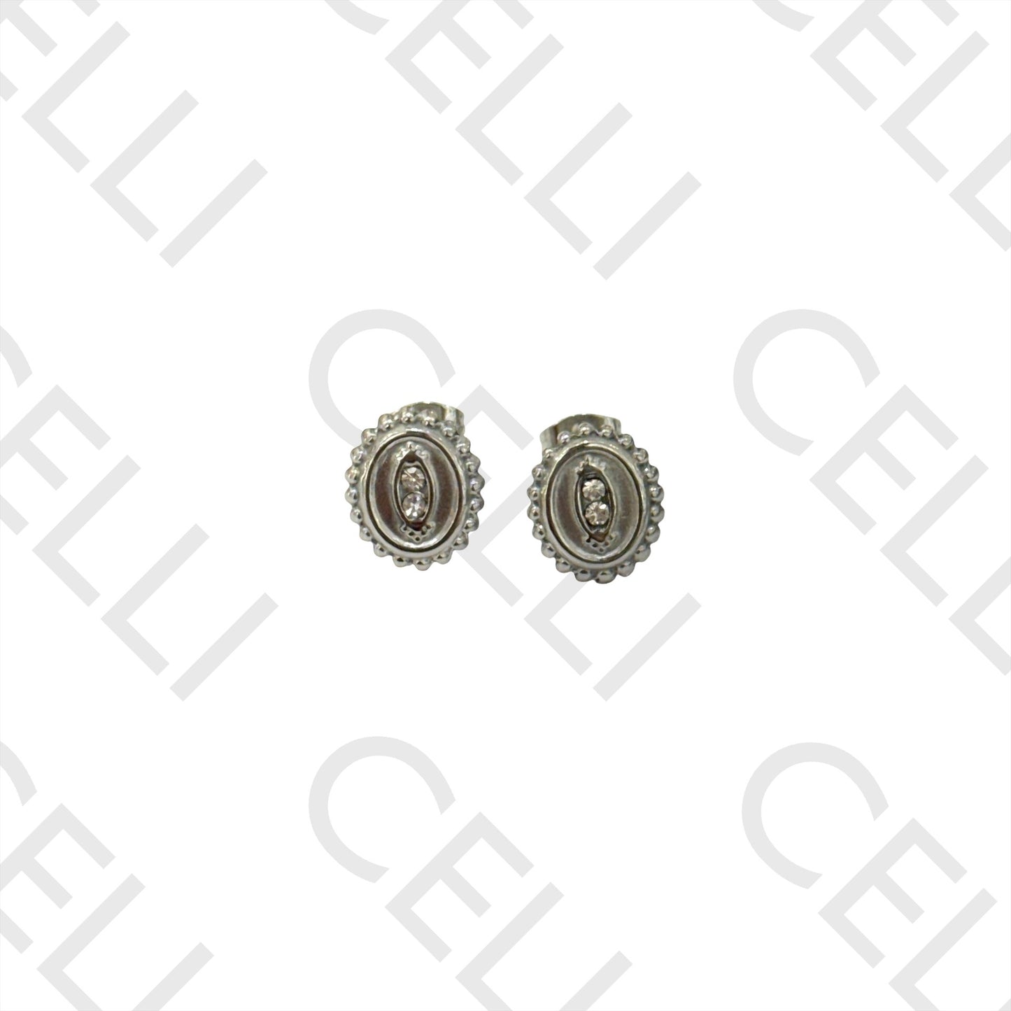 Salto de Acero - oval con dos diamantes