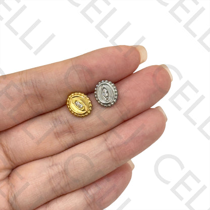 Salto de Acero - oval con dos diamantes