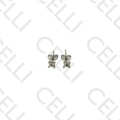 钢制耳环 - 带宝石的四叶草