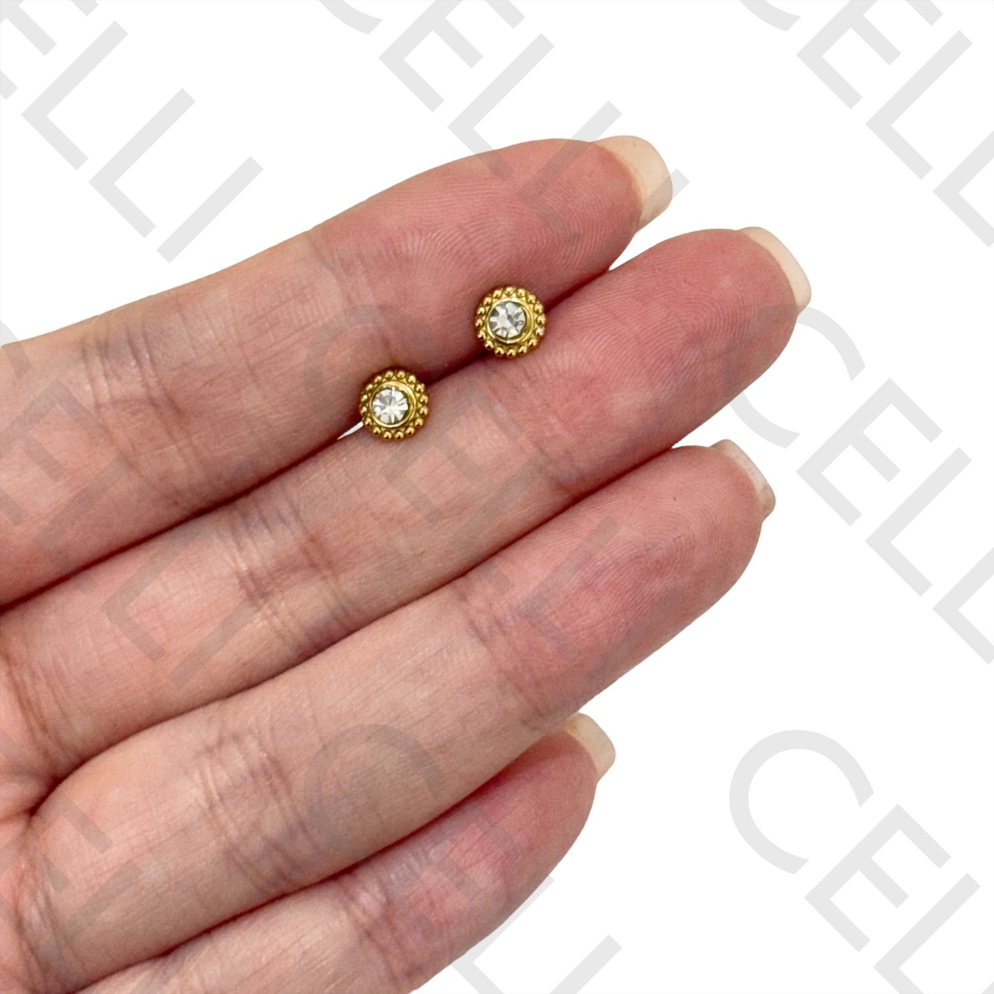 Brinco de Acero - sol con diamantes