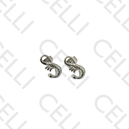 不锈钢耳环 - 虾形