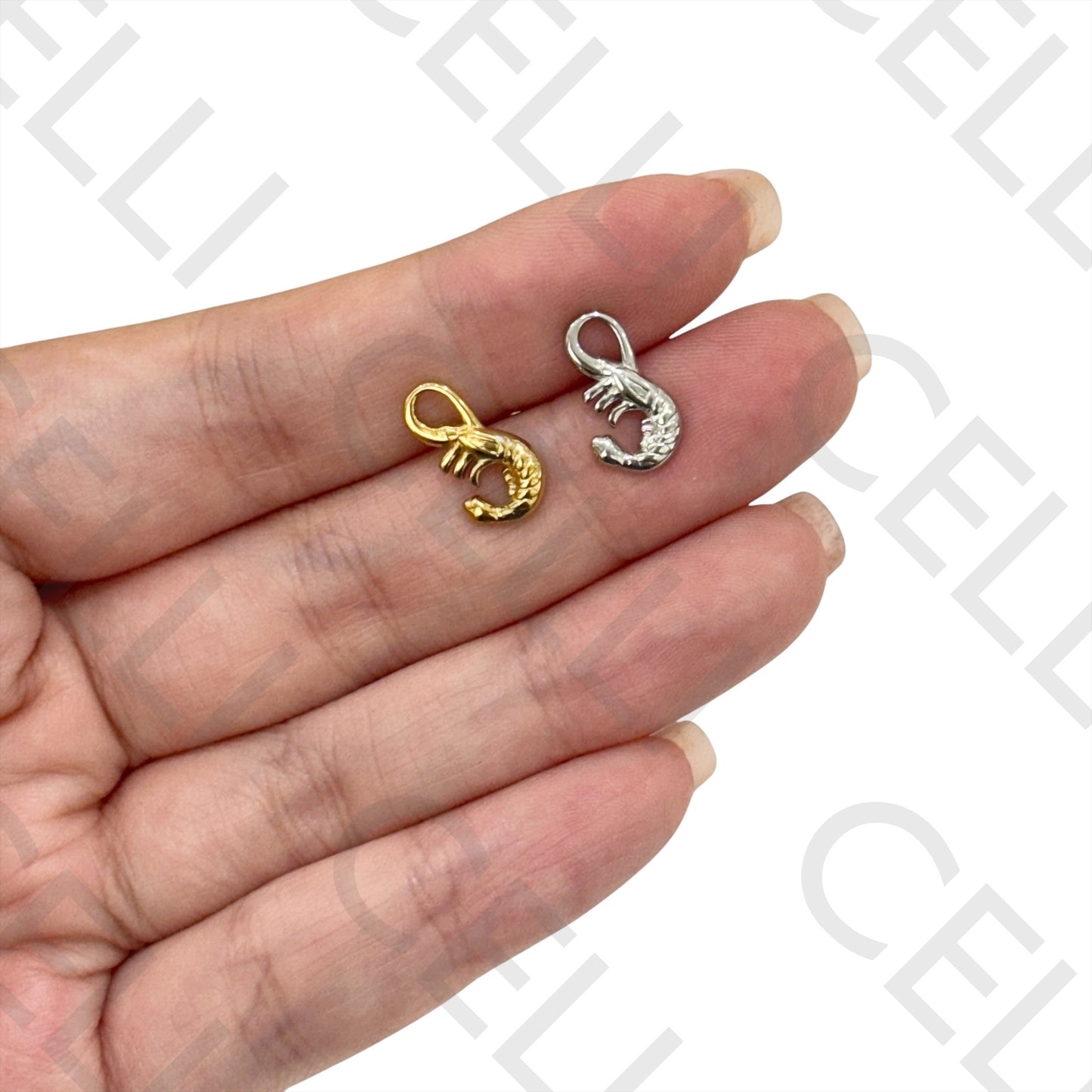 不锈钢耳环 - 虾形