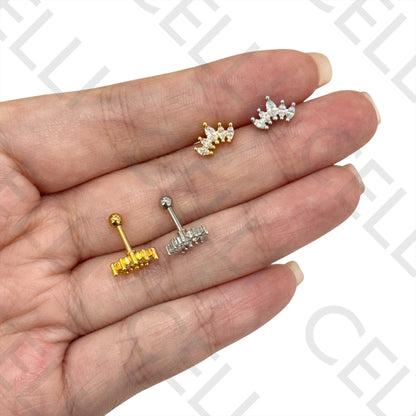 钢制耳钉 - 五颗宝石皇冠