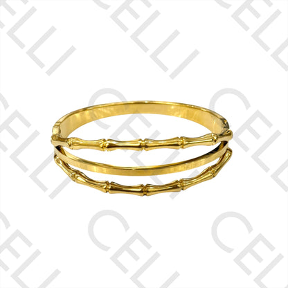 Bracelete de Aço - bambú triplo