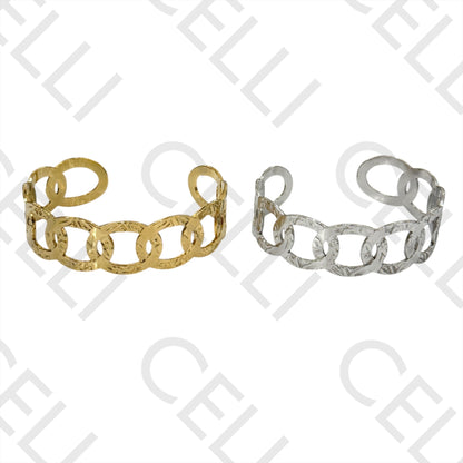 Steel Bracelet - Hammered Circles