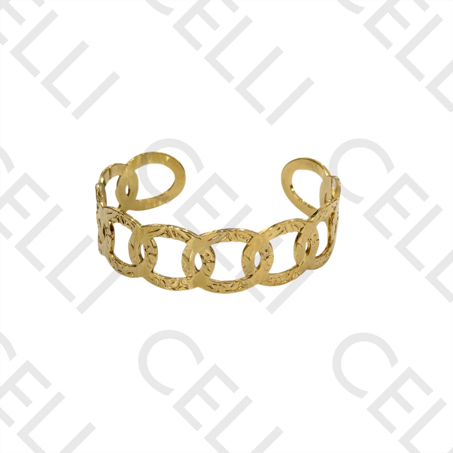 Steel Bracelet - Hammered Circles