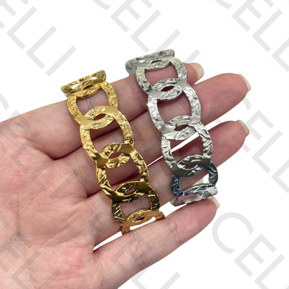 Steel Bracelet - Hammered Circles
