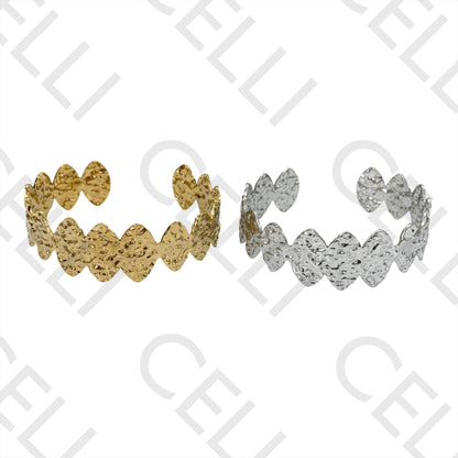 Steel Bracelet - Hammered Ovals