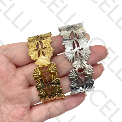 Bracelete de Aço - folhas