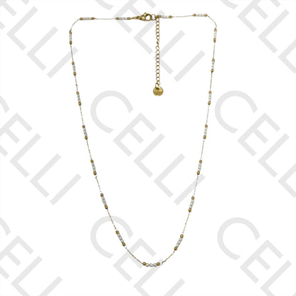 Colar/pulseira/tornozeleira de aço - pérolas e bolas de aço