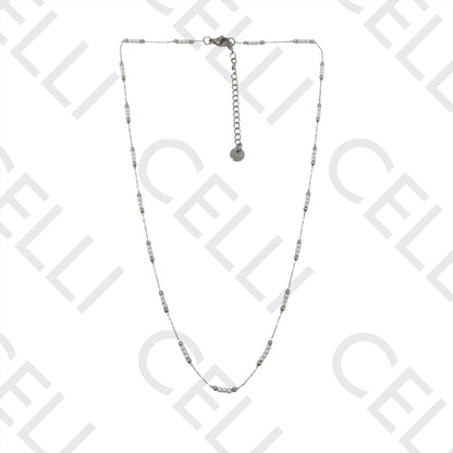 Colar/pulseira/tornozeleira de aço - pérolas e bolas de aço