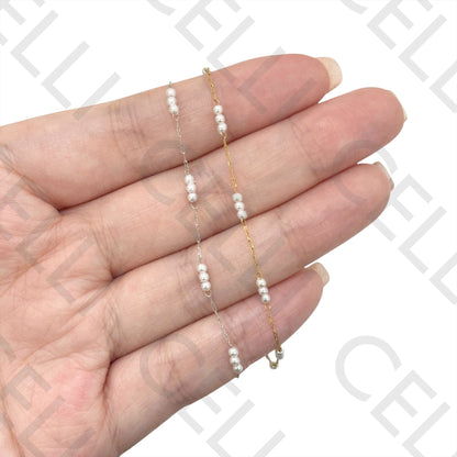 Necklace/Bracelet/Ankle Bracelet in Steel - Pearls