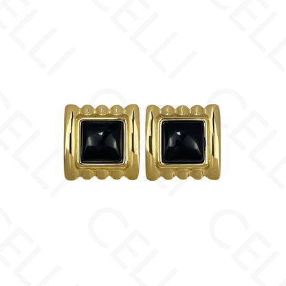 Brinco de aço - quadrado com resina