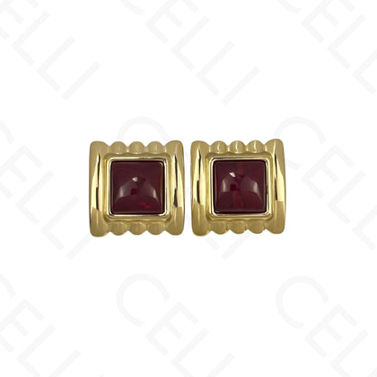 Brinco de aço - quadrado com resina