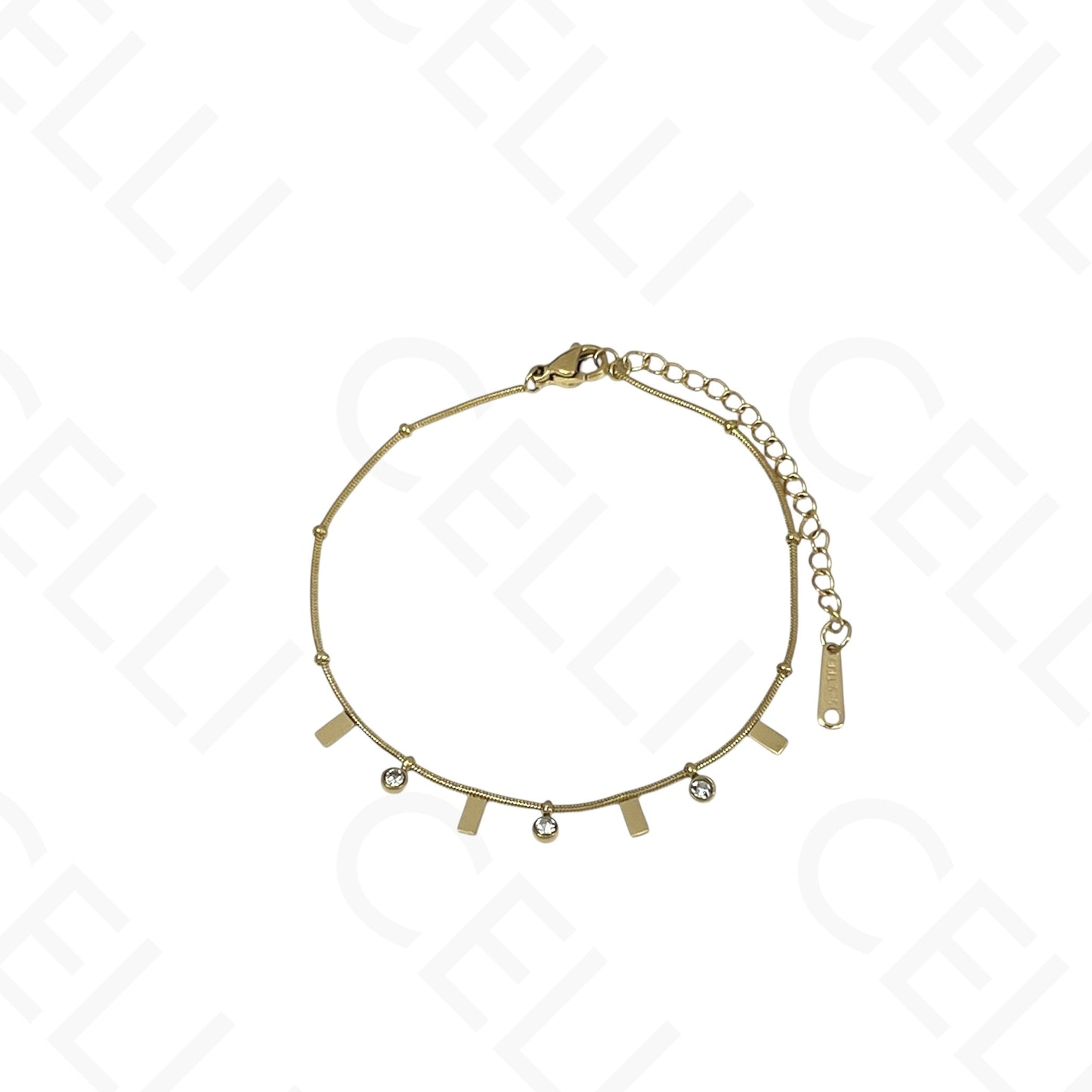 Colar/Pulseira de aço - mini rectangulos com brilhantes (Cópia)