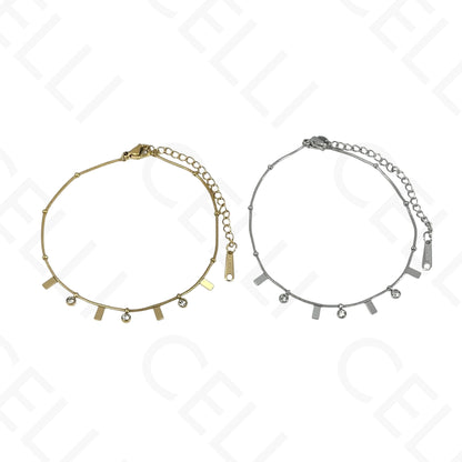 Colar/Pulseira de aço - mini rectangulos com brilhantes (Cópia)