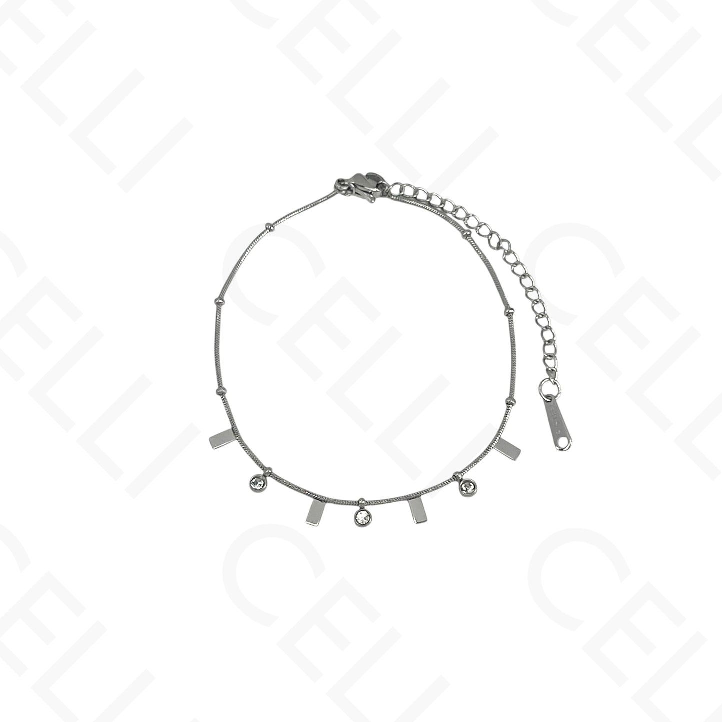 Colar/Pulseira de aço - mini rectangulos com brilhantes (Cópia)