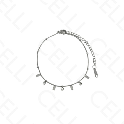 Colar/Pulseira de aço - mini rectangulos com brilhantes (Cópia)