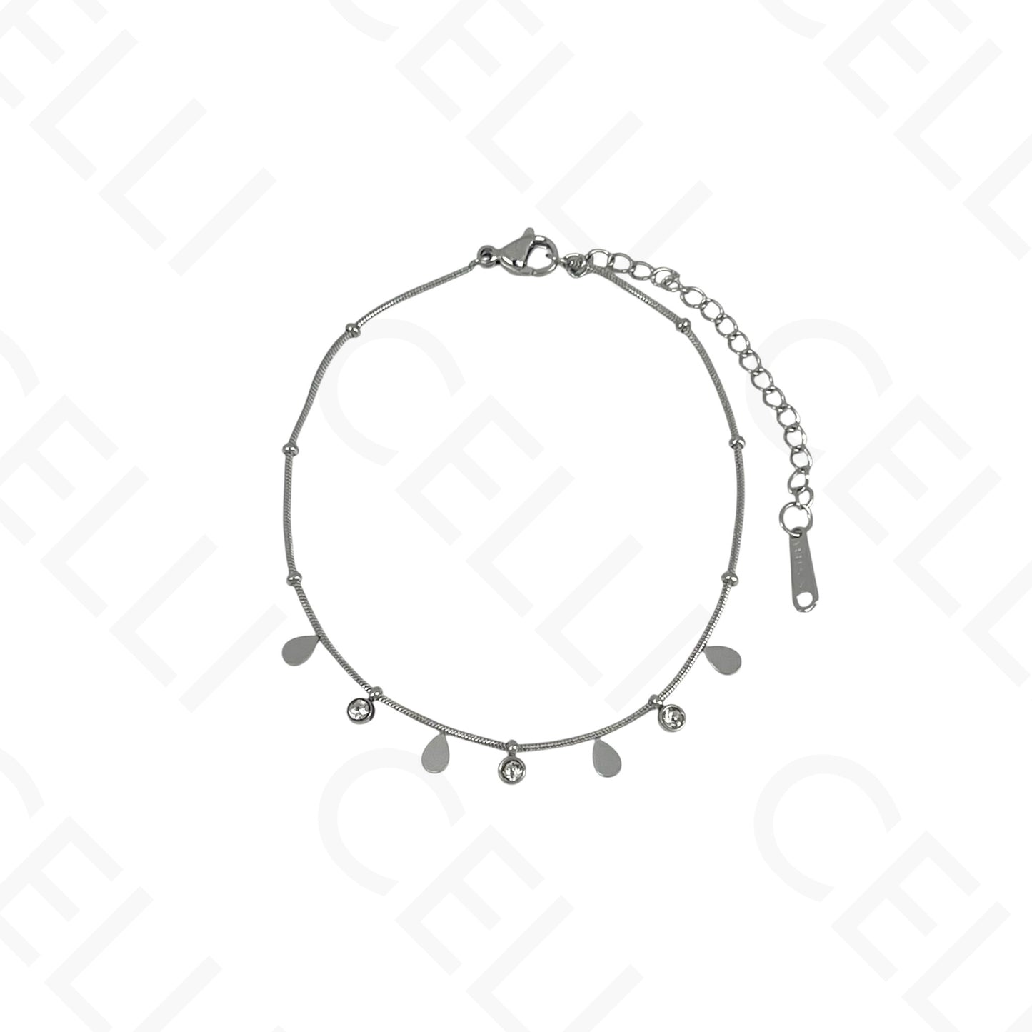 Colar/Pulseira de aço - mini gota com brilhantes