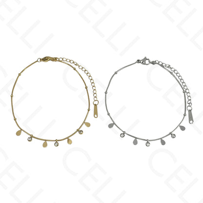 Colar/Pulseira de aço - mini gota com brilhantes