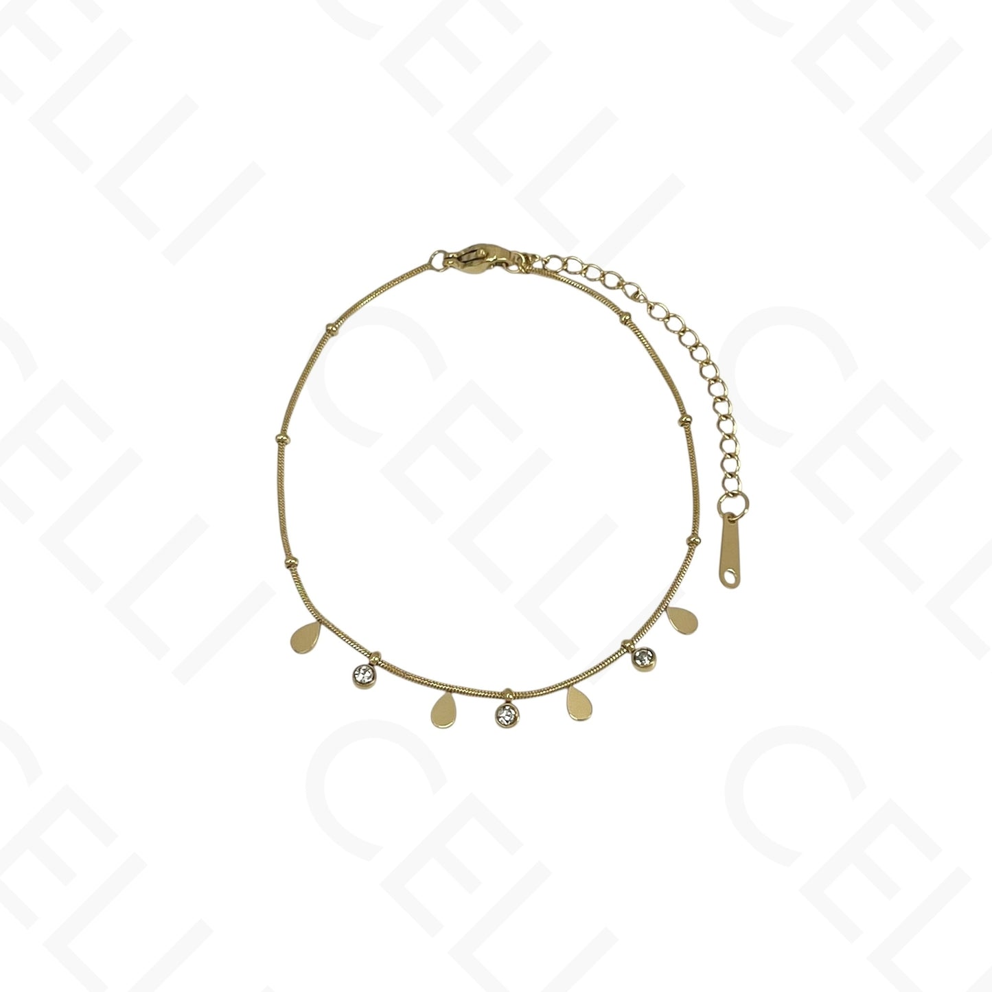 Colar/Pulseira de aço - mini gota com brilhantes