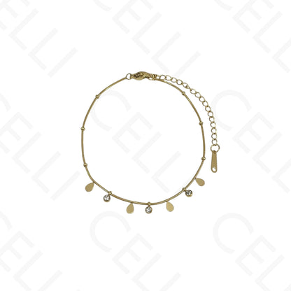 Colar/Pulseira de aço - mini gota com brilhantes