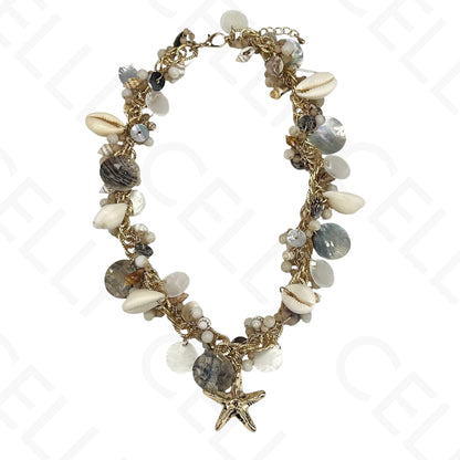 Collar de moda - conchas de Buzio, madreperla y estrella de mar