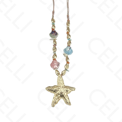 Colar de moda - estrela do mar, conchas de cerâmica